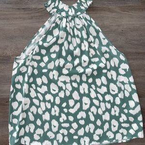 Entro Green and White Leopard Print Tank Top